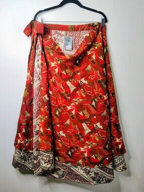 Urban Nomad Reversible Wrap Skirt Boho Festival One Size Artisan Print